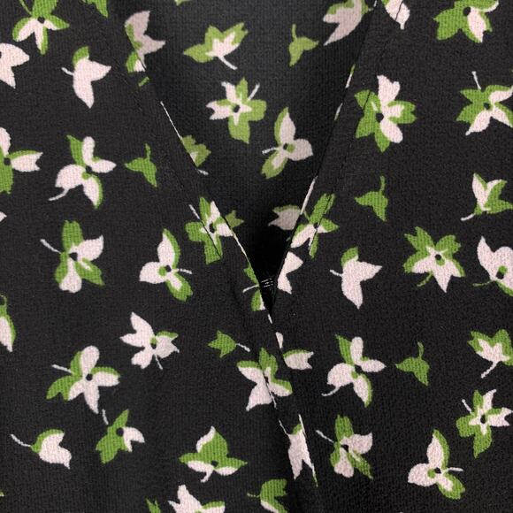 Michael Michael Kors Blouse Faux Wrap Top Black Floral Long Sleeve Women's XXS - Picture 5 of 10